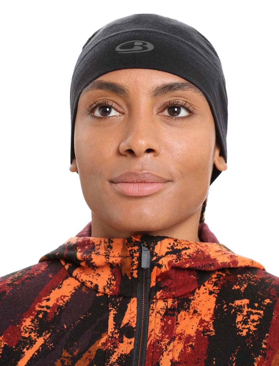 Black Icebreaker Unisex Merino Chase Beanie Women's Hats | AU 1484FDNM